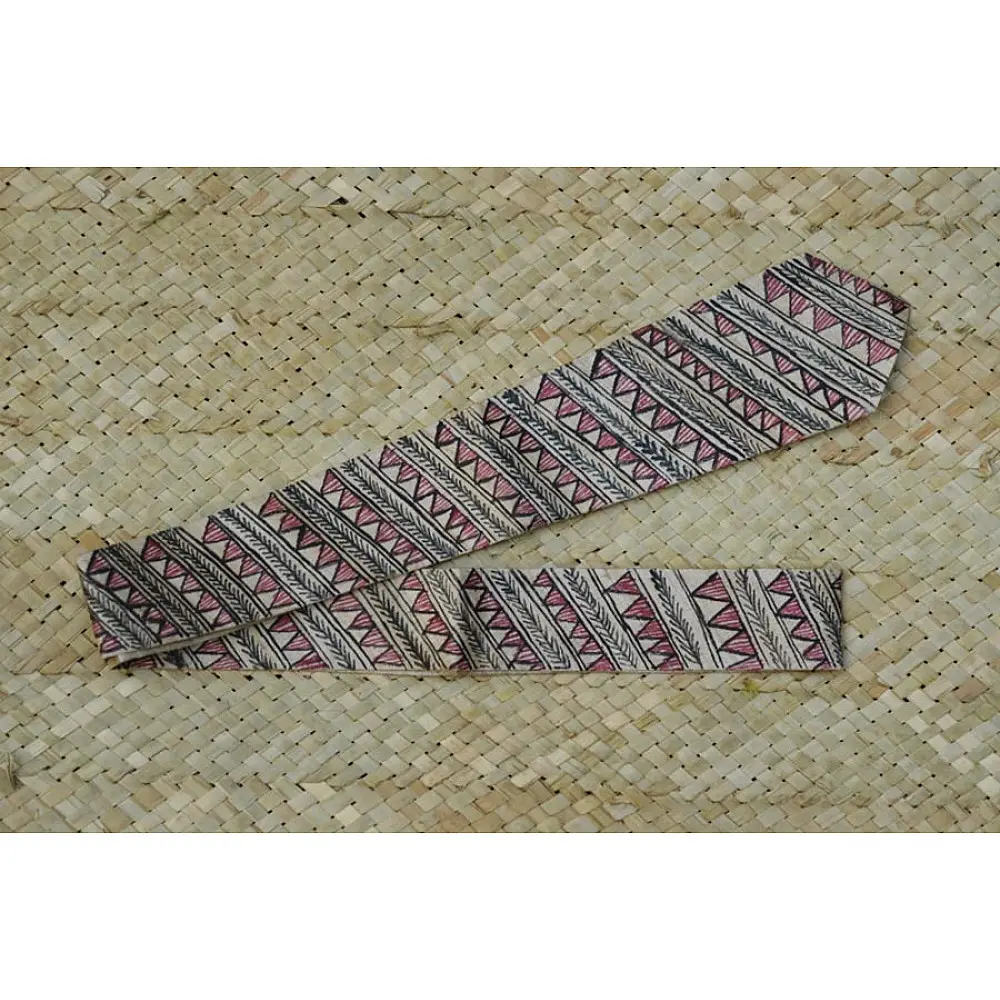 madhubani tussar silk tie hand painted traditional mithila folk art fish geometric border motif formal necktie gaatha