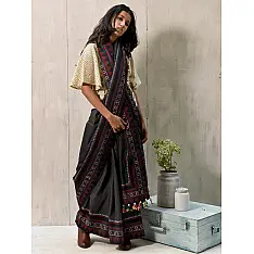नीलाम्बरी ✤ Handblock Printed . Natural Dyed ✤ Cotton Saree ✤ 26