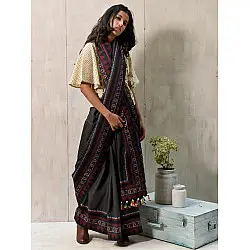 नीलाम्बरी ✤ Handblock Printed . Natural Dyed ✤ Cotton Saree ✤ 26