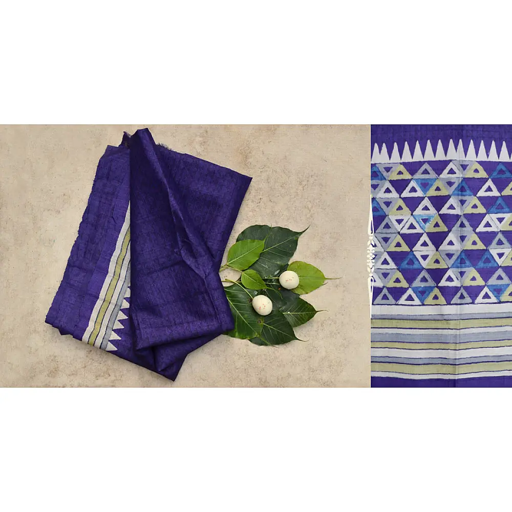रितुपर्णा ⚘ Tussar Block Printed Saree { Q }