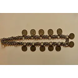 Kanupriya ~ White Metal Vintage Coin & Chain Necklace { 1 }
