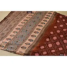 मृणालिनी ☘ Gajji Silk ☘ Ajrakh Bandhani Saree ~ 9