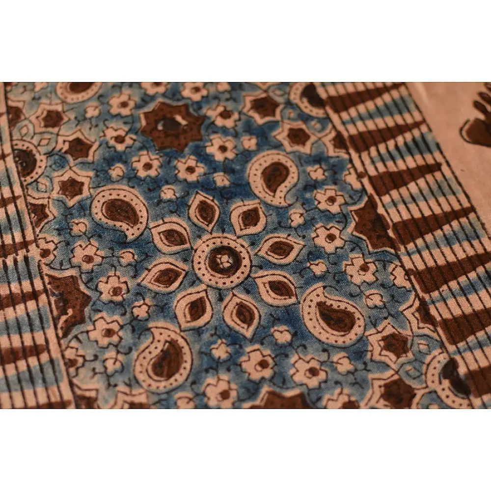 मृणालिनी ☘ Gajji Silk ☘ Ajrakh Bandhani Saree ~ 9
