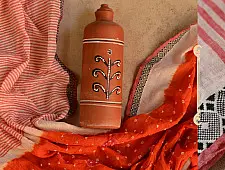 सिन्धु ✛ Handwoven . Cotton Bandhani Saree ✛ 4