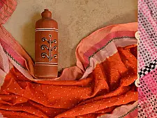 सिन्धु ✛ Handwoven . Cotton Bandhani Saree ✛ 10