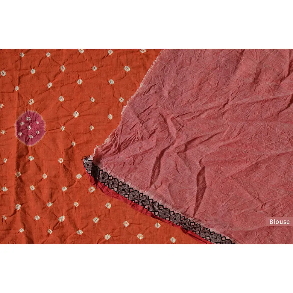सिन्धु ✛ Handwoven . Cotton Bandhani Saree ✛ 4