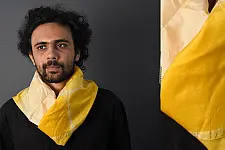 64 Square ♢ Clamp Dyed Tabby Silk Scarf ♢ 20