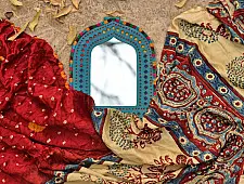 शिशिर ❀ Gajji Silk Ajrakh Bandhani Saree ❀ A
