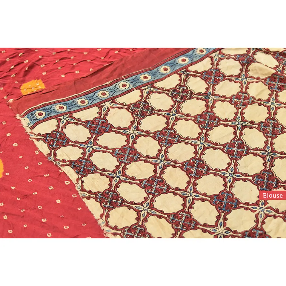 शिशिर ❀ Gajji Silk Ajrakh Bandhani Saree ❀ A