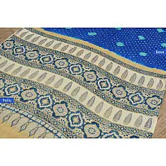 शिशिर ❀ Gajji Silk Ajrakh Bandhani Saree ❀ C