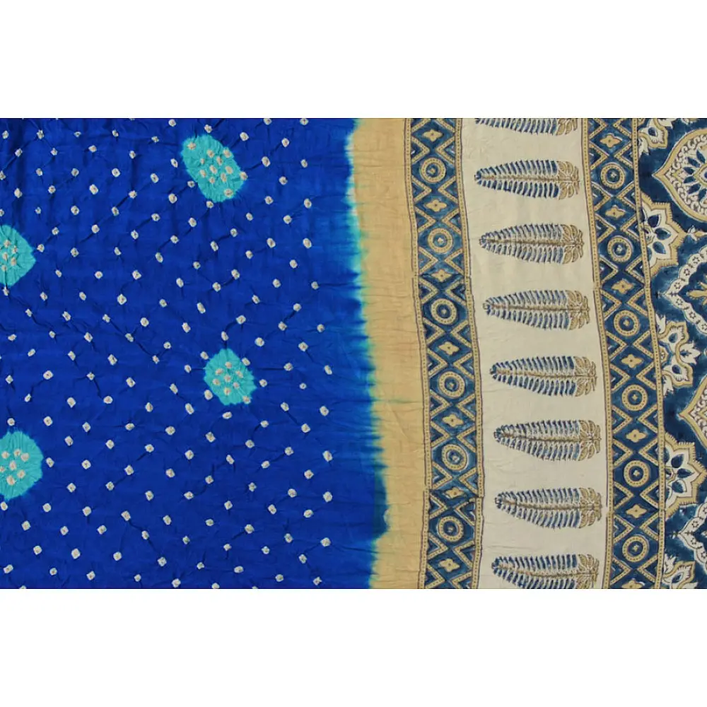 शिशिर ❀ Gajji Silk Ajrakh Bandhani Saree ❀ C