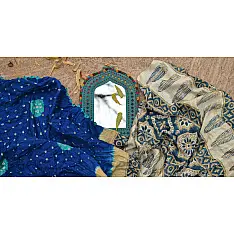 शिशिर ❀ Gajji Silk Ajrakh Bandhani Saree ❀ C