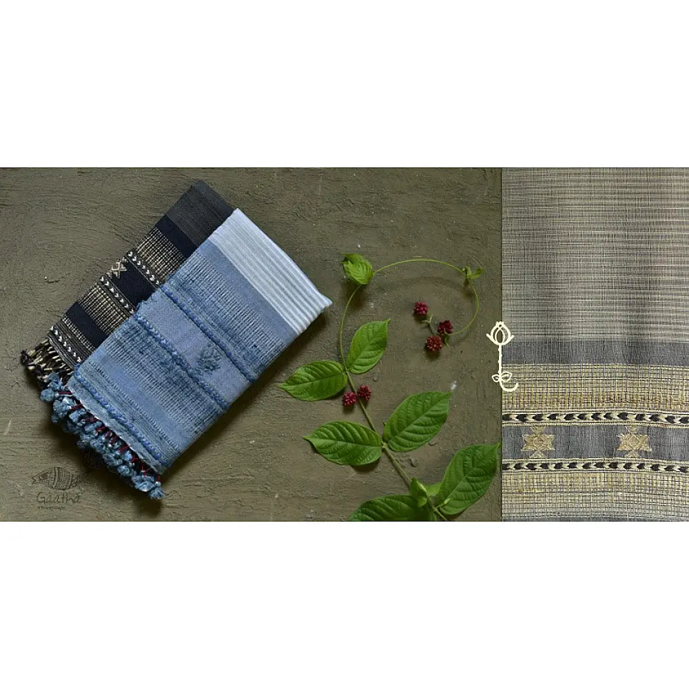 Handwoven kala cotton bhujodi weaving stoles from kutch