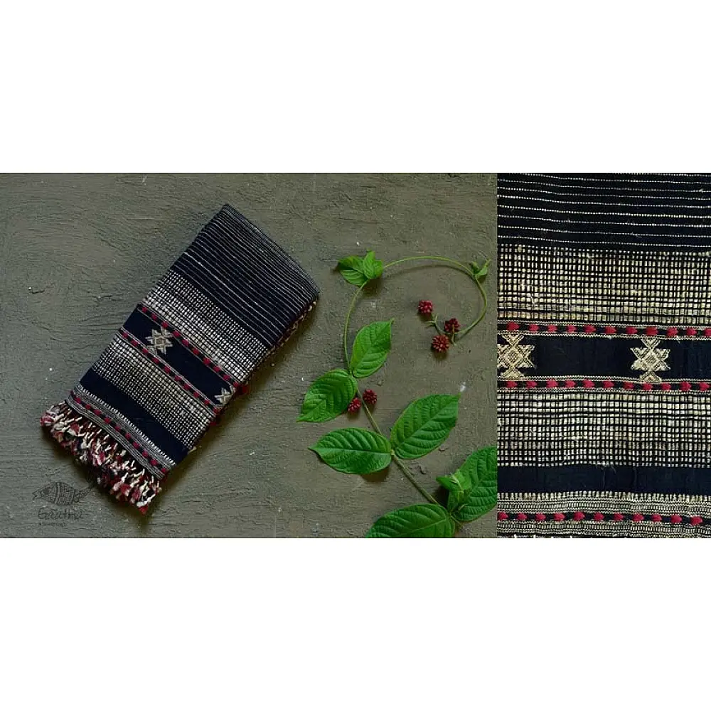 Handwoven Cotton & tussar silk bhujodi weaving stoles from kutch