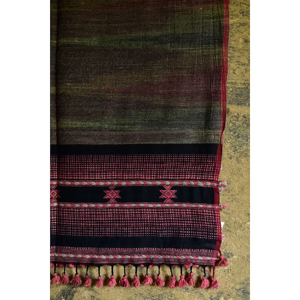 Handwoven Cotton & tussar silk bhujodi weaving stoles from kutch