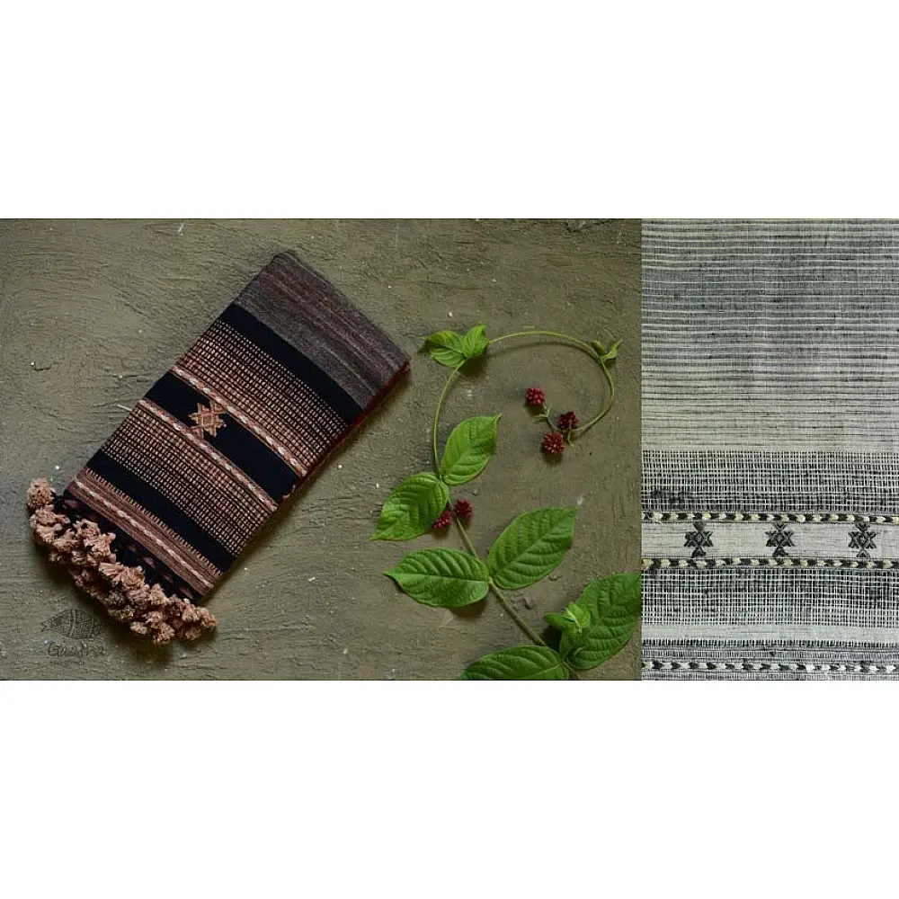 Handwoven Cotton & tussar silk bhujodi weaving stoles from kutch