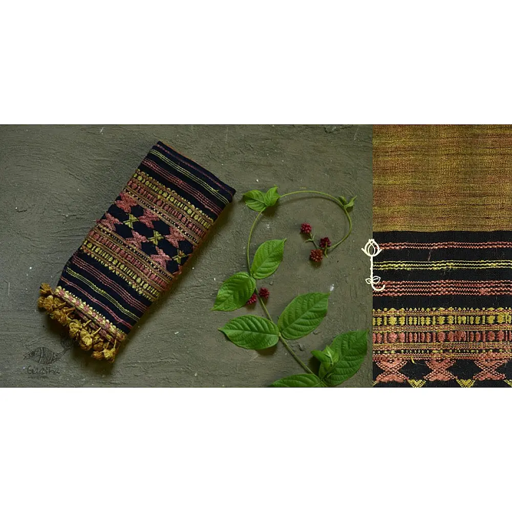 Handwoven Cotton & tussar silk bhujodi weaving stoles from kutch