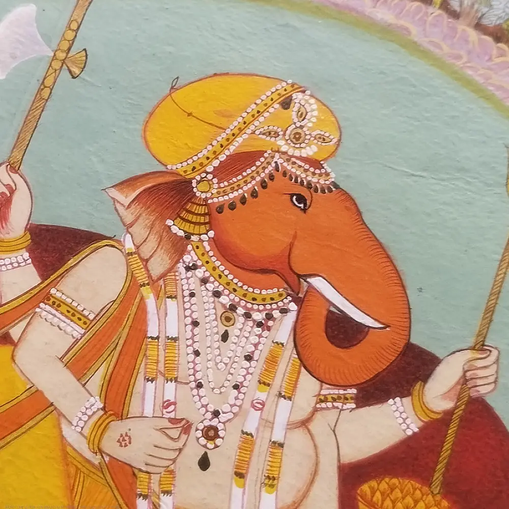 shop Miniature Painting - Ganesha With Riddhi Siddhi