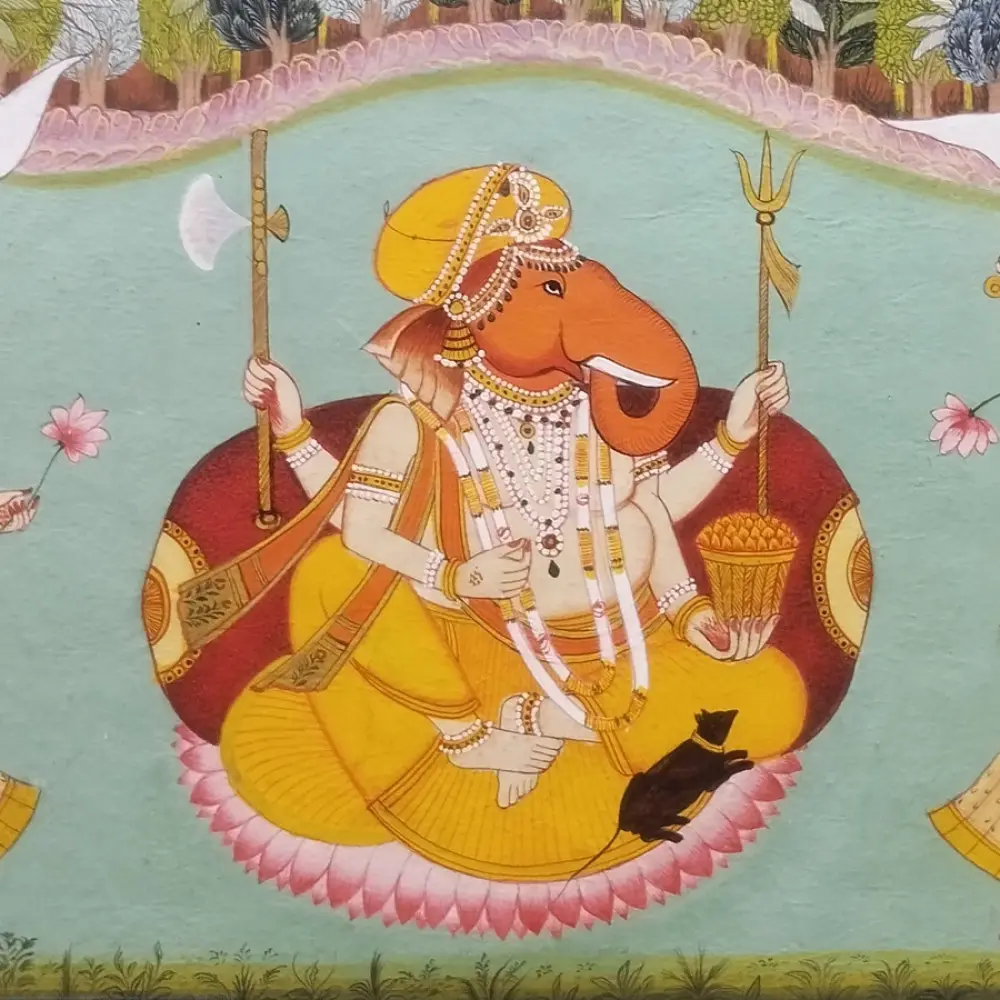 shop Miniature Painting - Ganesha With Riddhi Siddhi