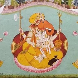 Miniature Painting | Ganesha With Riddhi Siddhi 