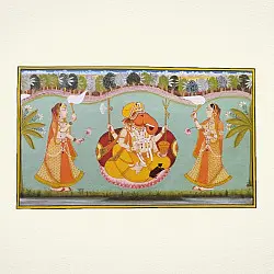 Miniature Painting | Ganesha With Riddhi Siddhi 