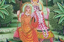 Miniature Painting | Radhe Krishna on Swing