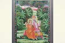 Miniature Painting | Radhe Krishna on Swing