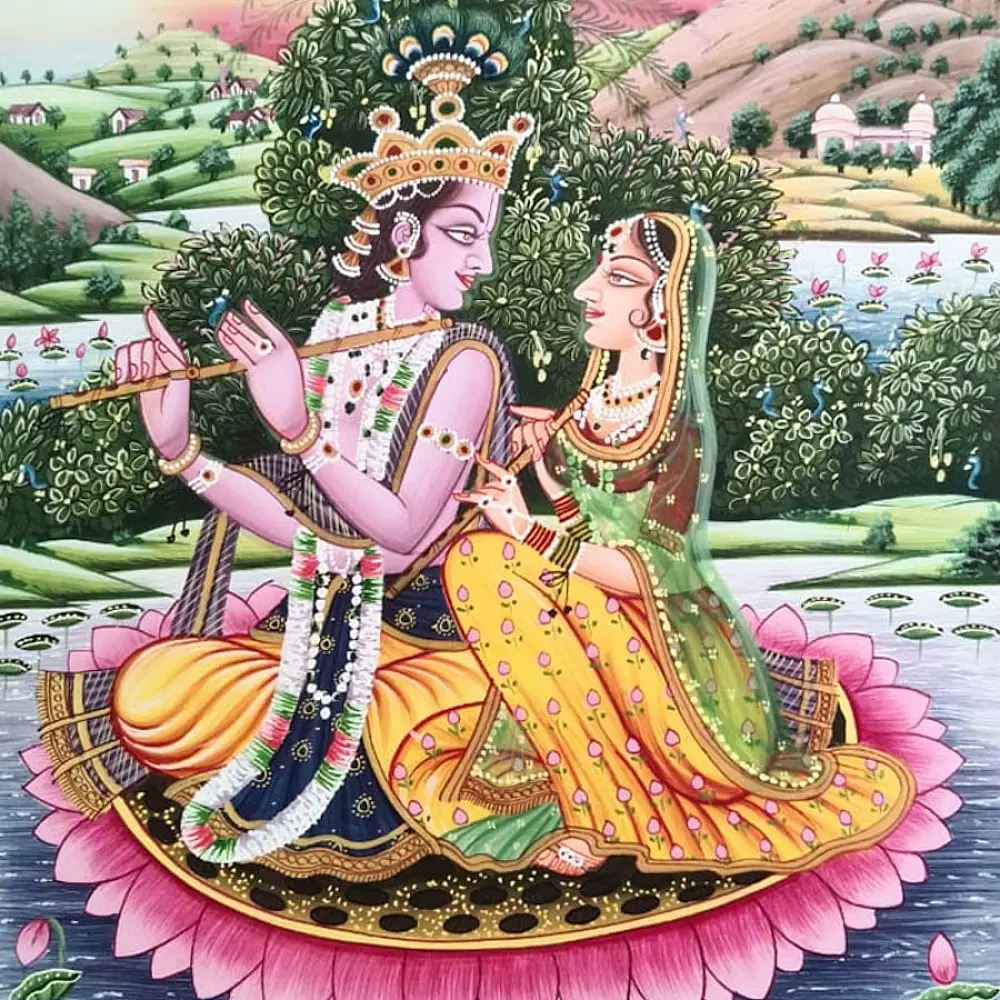 shop Miniature Painting - Radha Madhav