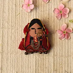 Wearable Art Pieces ✶ Handcrafted Brooch Pin - Woman of Kutchh Brooch Pin