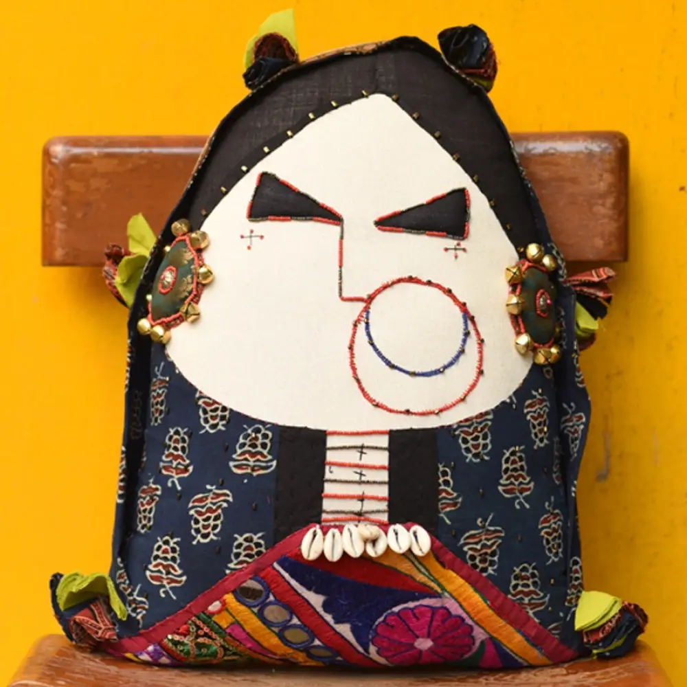 Shop Handcrafted Space Accessories - Woman of Kutchh Cushion
