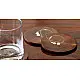 handmade round dark wood coasters set of four with brass wire and dot inlay nathni pattern taarkashi work
