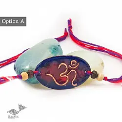 Ekibeki ⊛ Copper Enameled Rakhi ⊛ Om-oval / Rectangular ⊛ 7