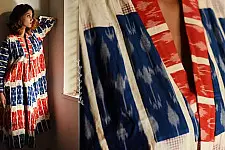 Ikat Handloom Cotton - Reversible Long Shrug