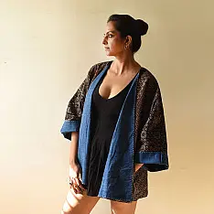 Kimono | Reversible Ajrakh & Denim Jacket