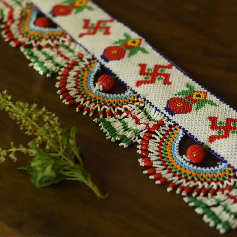 shop handmade Glass Bead Door Toran - Swastik & Kalash