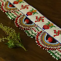 Shubh-Laabh | Glass Bead Door Toran - Swastik & Kalash