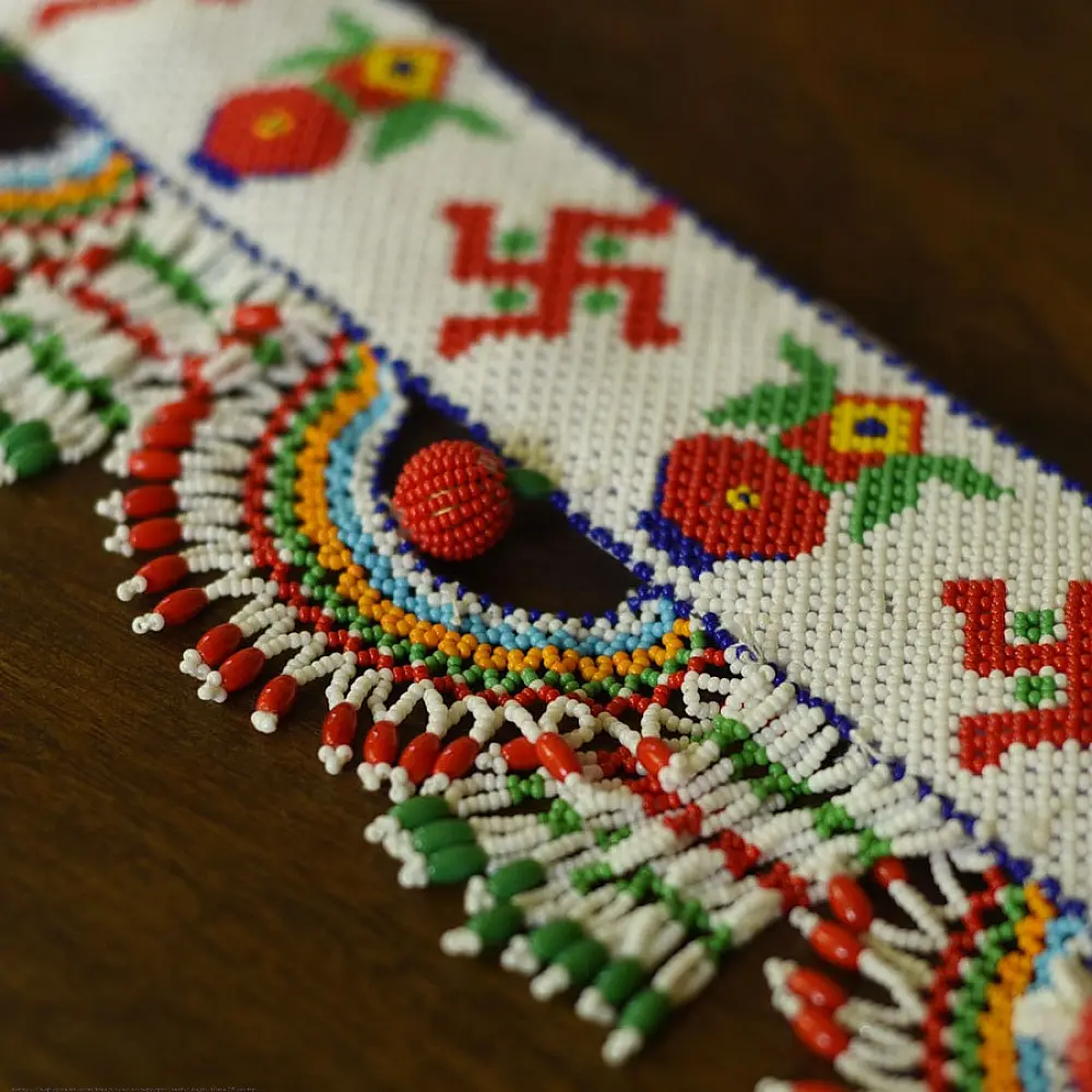 shop handmade Glass Bead Door Toran - Swastik & Kalash