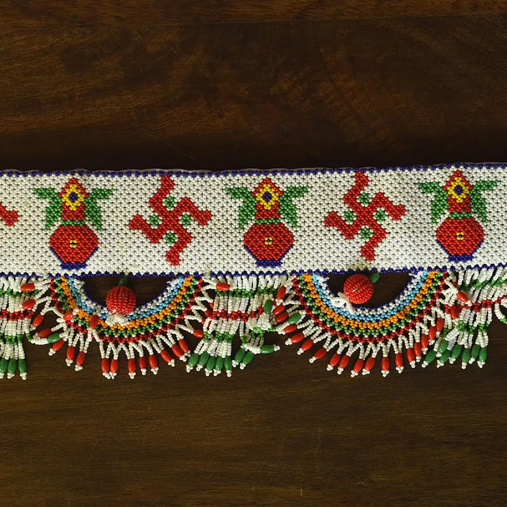 shop handmade Glass Bead Door Toran - Swastik & Kalash