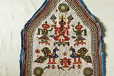 Prachin . प्राचीन  ❂ Gujarat Beadwork Wall Hanging - Ganesh With Riddhi Siddhi