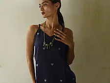 Itr . Handloom Jamdani cotton Top | Blue