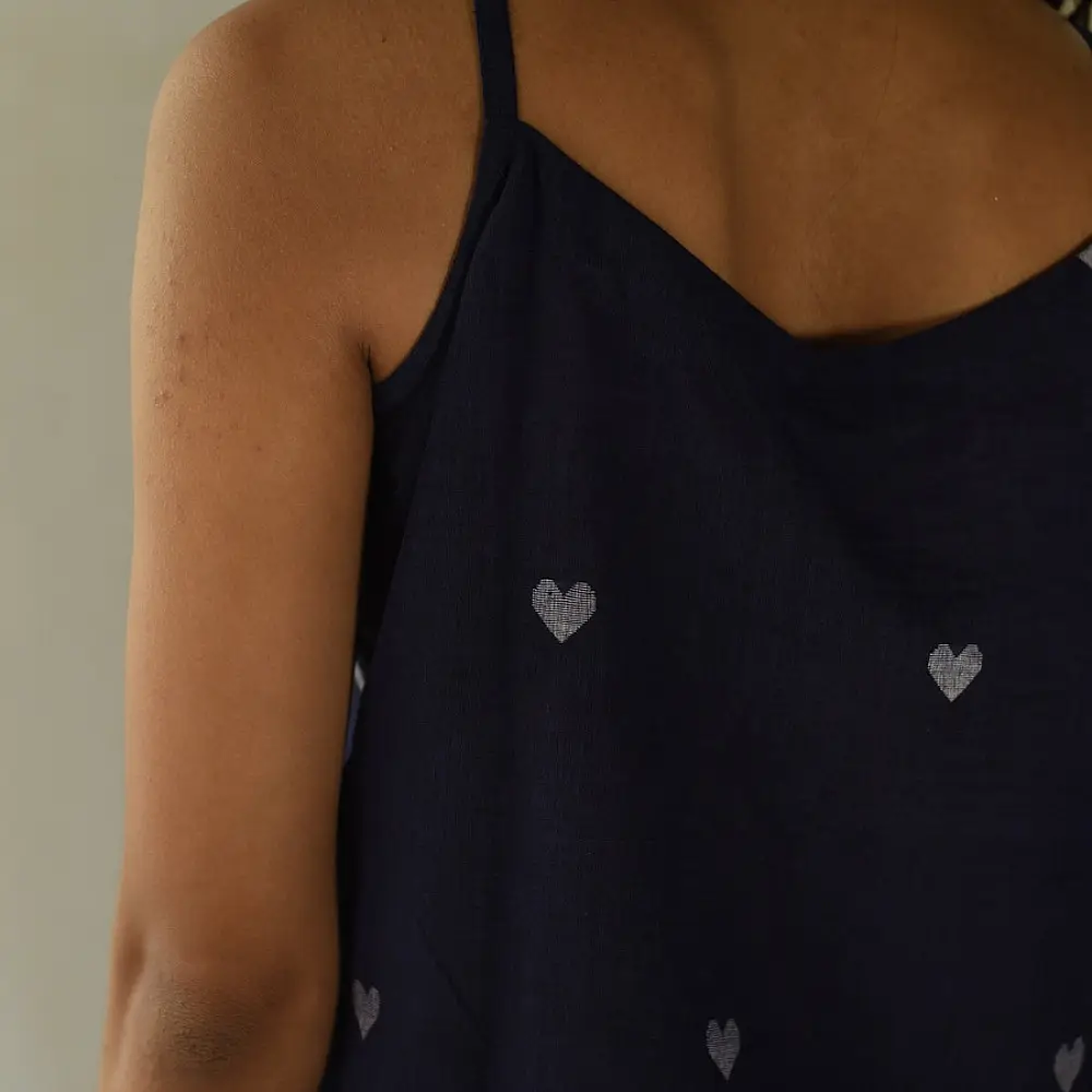 buy Handloom Jamdani Sleeveless Blue Top 