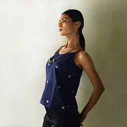 Itr . Handloom Jamdani cotton Top | Blue