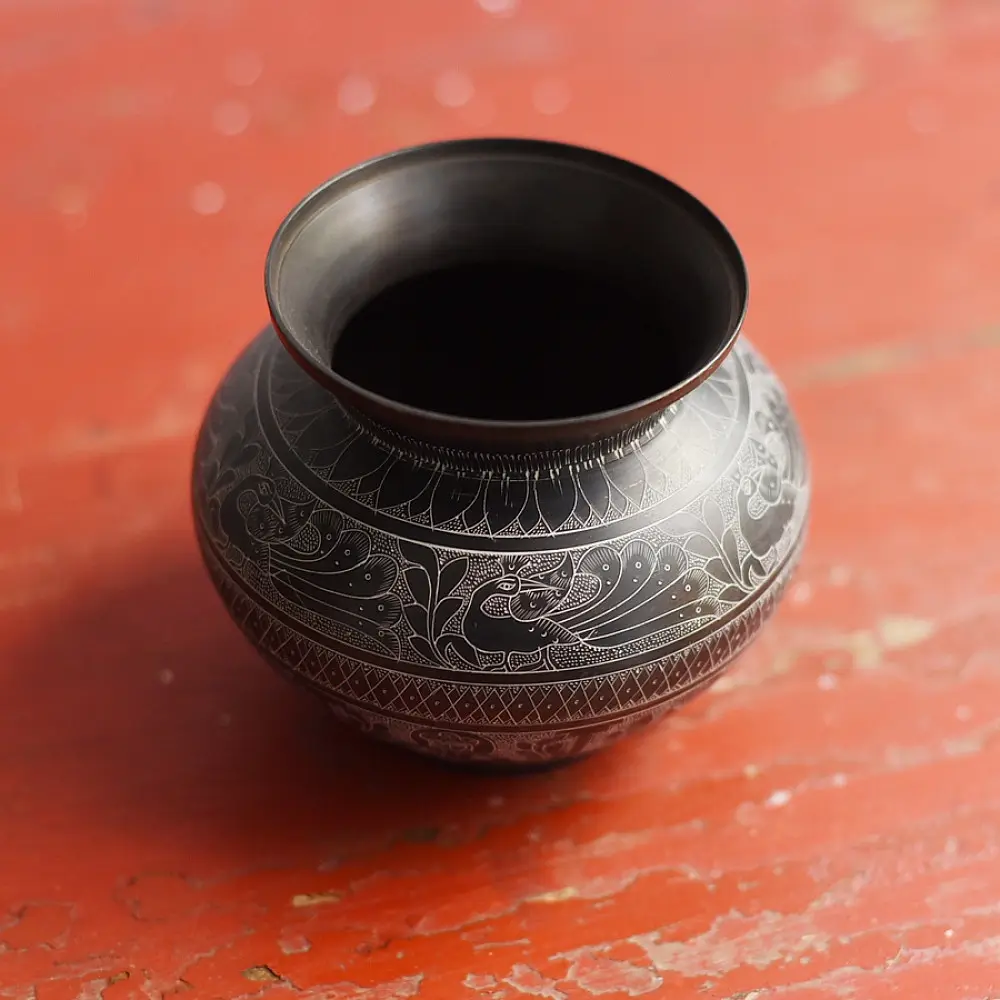 Brass Lota with Hand Carvings 