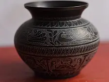 Antiquities from Khajuraho ~ Brass Lota with Hand Carvings  - A
