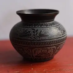 Antiquities from Khajuraho ~ Brass Lota with Hand Carvings  - A