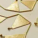 handmade brass triangle design toran door hanging featuring pennant shaped brass flags linked on a brass chain with central floral pendant drop   