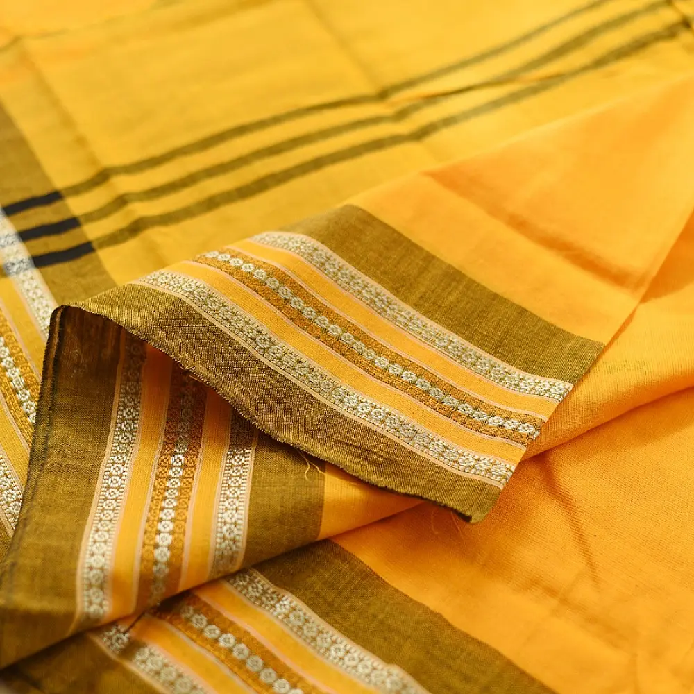 Cotton weaves ~ Ikat Saree { Haldi - 1 }