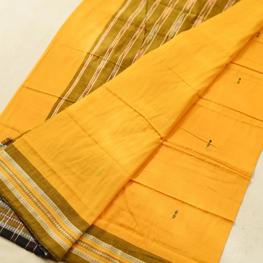 Cotton weaves ~ Ikat Saree { Haldi - 1 }