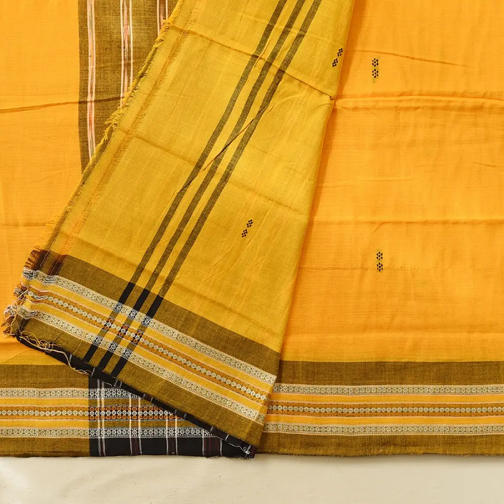 Cotton weaves ~ Ikat Saree { Haldi - 1 }