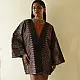 reversible ajrakh hand block printed kimono jacket black base madder red interlocking floral jaal block print solid black reverse sustainable luxury outerwear artisanal jacket